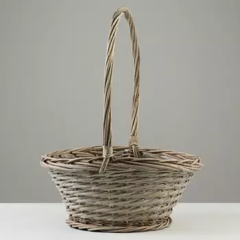 Корзина плетеная, 33 х 33 х 15,5 х 47 см, серая, ива
