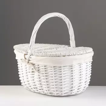 Корзина плетеная: 41х31х19/35 см, белый, ива