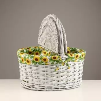 Корзина плетеная, 43х34х23/42 см, лоза, ткань