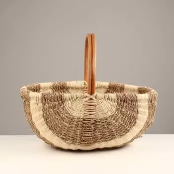 Корзина плетеная, 46х39х20/38 см, ротанг, морские водоросли