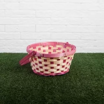Корзина плетёная, бамбук, 212110/24 см, розовая