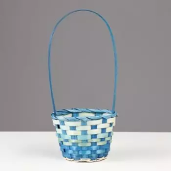 Корзина плетеная, бамбук, бирюзовый, 13х9,5/28 см