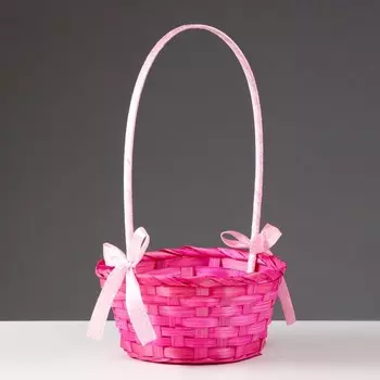 Корзина плетеная бамбук, D19хH9/32 см, розовый