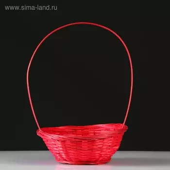Корзина плетёная, бамбук, d=19xH5 см, красный