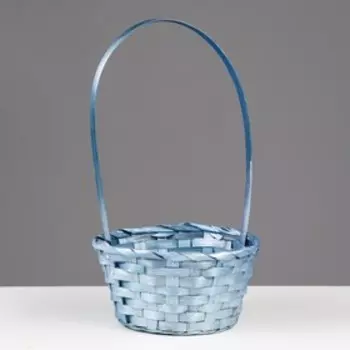 Корзина плетеная, бамбук, голубой, 19х19х32 см