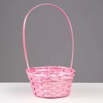 Корзина плетеная, бамбук, розовый, 10х19х32 см