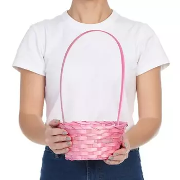 Корзина плетеная, бамбук, розовый, 10х19х32 см