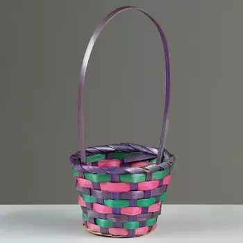 Корзина плетёная, d=13 x H9/32 см, разноцветная, бамбук