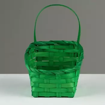 Корзина плетеная,D14x13хH6,5х11х20 см, зеленый, бамбук