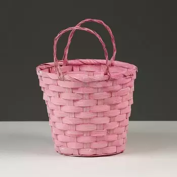 Корзина плетеная, D16 х 13,5 х 20 см, розовая, бамбук