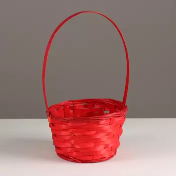 Корзина плетеная, D16х10хH32см, красный, бамбук