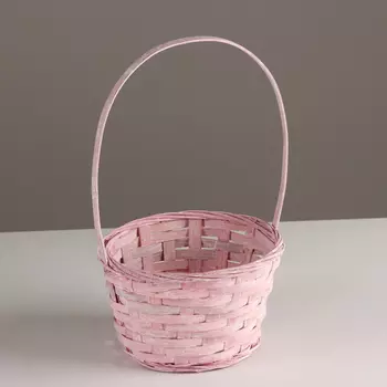 Корзина плетеная, D16х10хH32см, розовый, бамбук