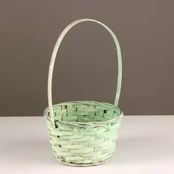 Корзина плетеная, D16х10хH32см, зеленый, бамбук