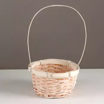 Корзина плетеная, D17x10,5хH33см, персиковый, бамбук