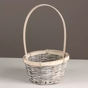 Корзина плетеная, D17x10,5хH33см, серый, бамбук