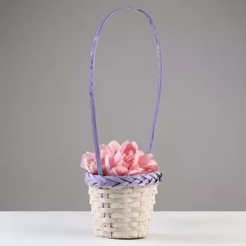 Корзина плетеная, D18х15/50, фиолетовая, бамбук