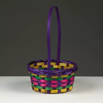 Корзина плетеная, D19 х 10/32 см, разноцветная, бамбук