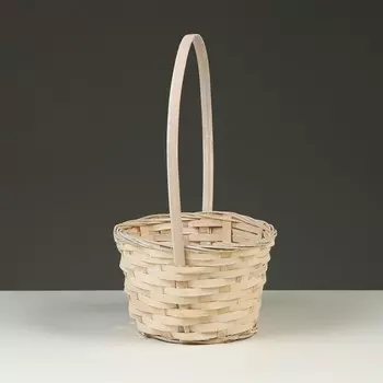 Корзина плетеная, D19 х 9,5 х 32 см, белая, бамбук