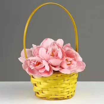 Корзина плетеная, D19 х 9,5 х 32 см, желтая, бамбук