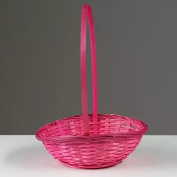 Корзина плетеная, D19 x 5 см, розовая, бамбук