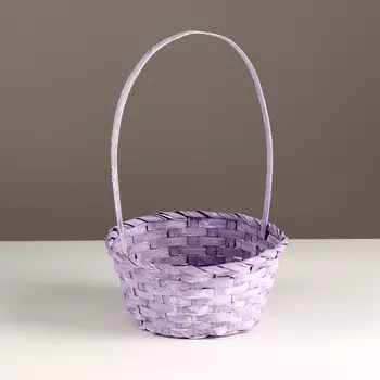 Корзина плетеная, D20х10хH33см, сиреневый, бамбук