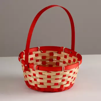 Корзина плетеная, D21хH24 см, красный, бамбук