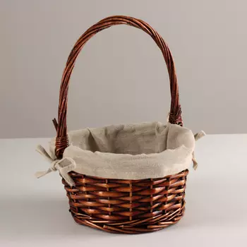 Корзина плетеная, D21x11xH26 см, коричневый, ива