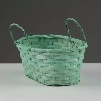 Корзина плетеная, D25 х 17 х 11/18 см, зелёная, бамбук