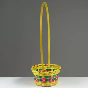 Корзина плетеная, D25 х 18 х 10/45 см, жёлтая, бамбук