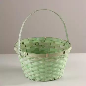 Корзина плетеная, D28х15хH31,5см, зеленый, бамбук