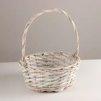 Корзина плетеная, D30x12xH30 см, белый, ива