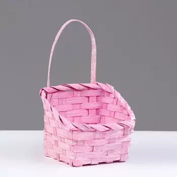 Корзина плетеная, d-14х13 h-6,5х11х20 см, розовый, бамбук