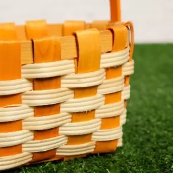 Корзина плетеная, оранжевая,16,59,520 см, шпон