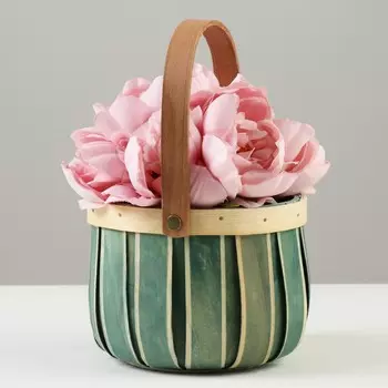 Корзина плетеная, секвойя, D16xH13/26 см, зелёный