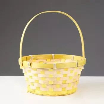 Корзина плетёная, бамбук, круглая, жёлтая