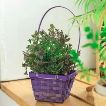 Корзина плетёная, бамбук, квадратная, фиолетовая