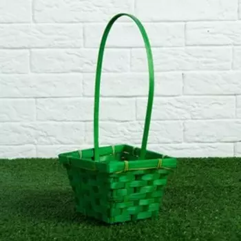 Корзина плетёная, бамбук, квадратная, зелёная