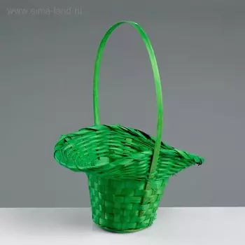 Корзина плетеная, бамбук, D21/13xH14/29см зеленый