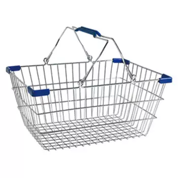 Корзина покупательская металлическая, 22 л, цвет синий, 2 литые ручки ПВХ + уголки, Хром
