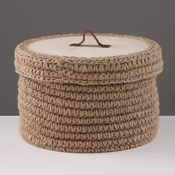 Корзина с крышкой, 20 х 16 см, джут