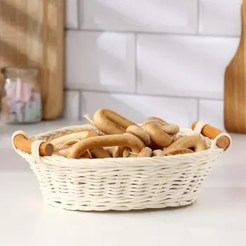 Корзина плетеная с ручками, 21х19 см