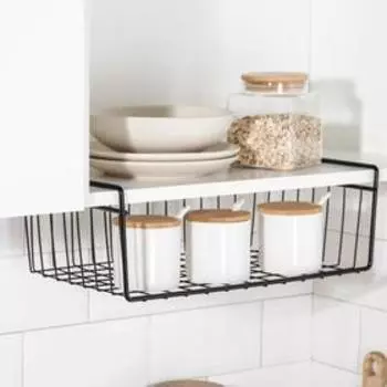 Корзина сетчатая навесная на полку Доляна, 40.52514 см, чёрная