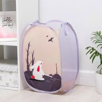 Корзина для игрушек Доляна «Зайка», складная, 323252 см, сиреневая