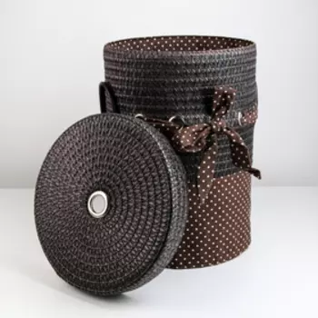 Корзина универсальная плетёная с крышкой Доляна «Грей», 32,5×32,5×41,5 см, цвет коричневый