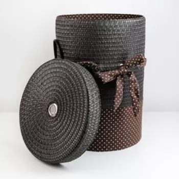 Корзина универсальная плетёная с крышкой Доляна «Грей», 36,5×36,5×49 см, цвет коричневый