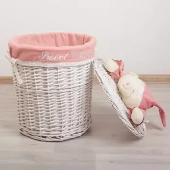 Корзина универсальная плетёная с крышкой Доляна «Медвежонок розовый», 36×36×40 см