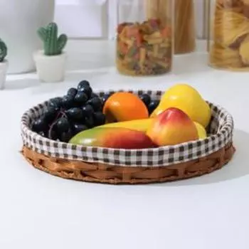 Корзинка для хлеба Доляна «Домашний уют», d=30,5 см, пластик, плетёная, коричневая