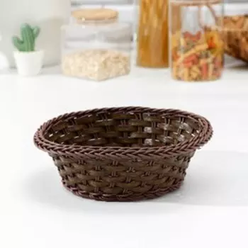 Корзинка для хлеба и фруктов Доляна «Древо», 21216.5 см, пластик, плетёная, коричневая