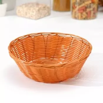 Корзинка для фруктов и хлеба Доляна «Капучино», 207 см, пластик, плетёная, коричневая