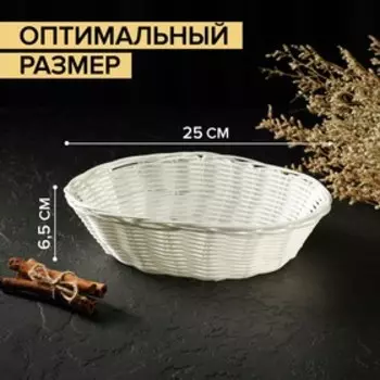 Корзинка для фруктов и хлеба Доляна «Молоко», 25186.5 см, пластик, плетёная, белая